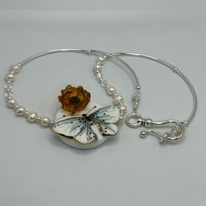 Handmade Statement Piece Necklace Pearls & Lampwork